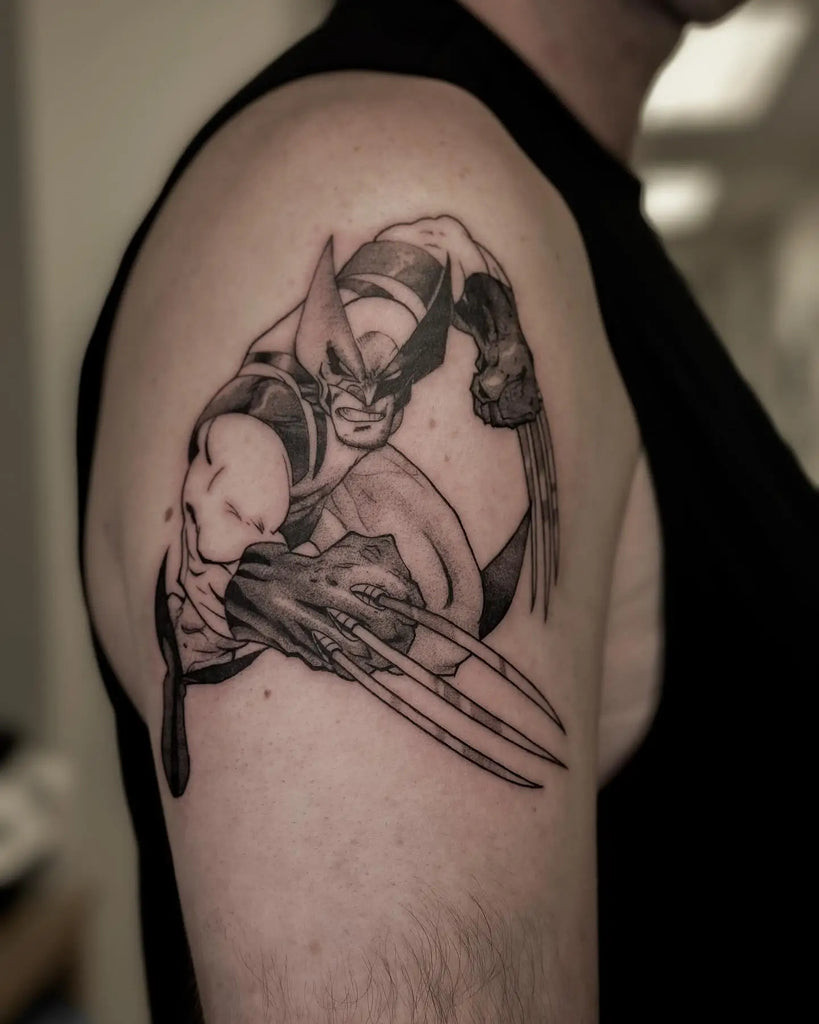 Wolverine tattoo featuring minimalist claws created by Hyde_tattoos on Instagram.